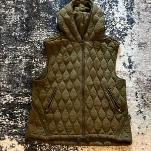 Olive Quilted Hooded Vest